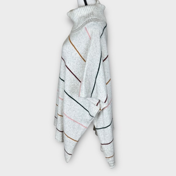 LOFT Striped Cowl Neck Poncho Sweater Cape Pullover Knit XS/S Oversized Cozy - Picture 7 of 10
